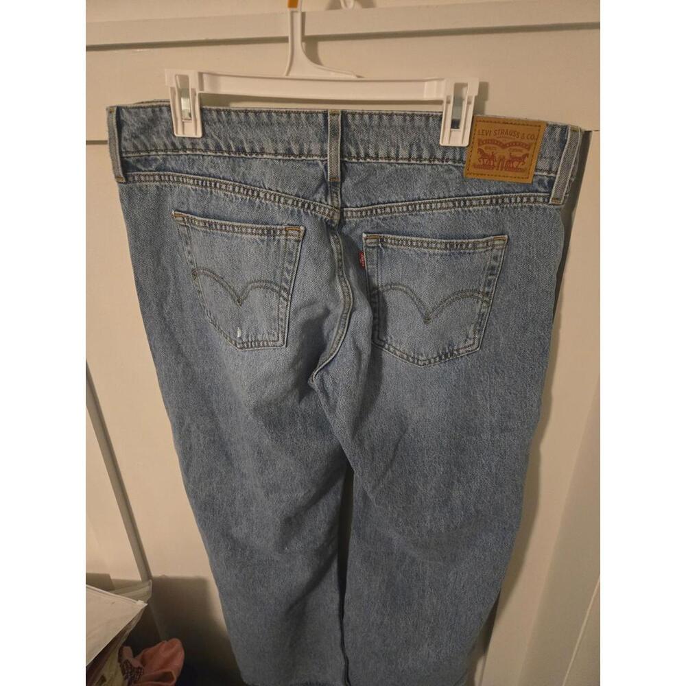 Levi's Superlow Distressed Wide Leg Jeans Light Wash Blue Size 32 - Picture 2 of 3